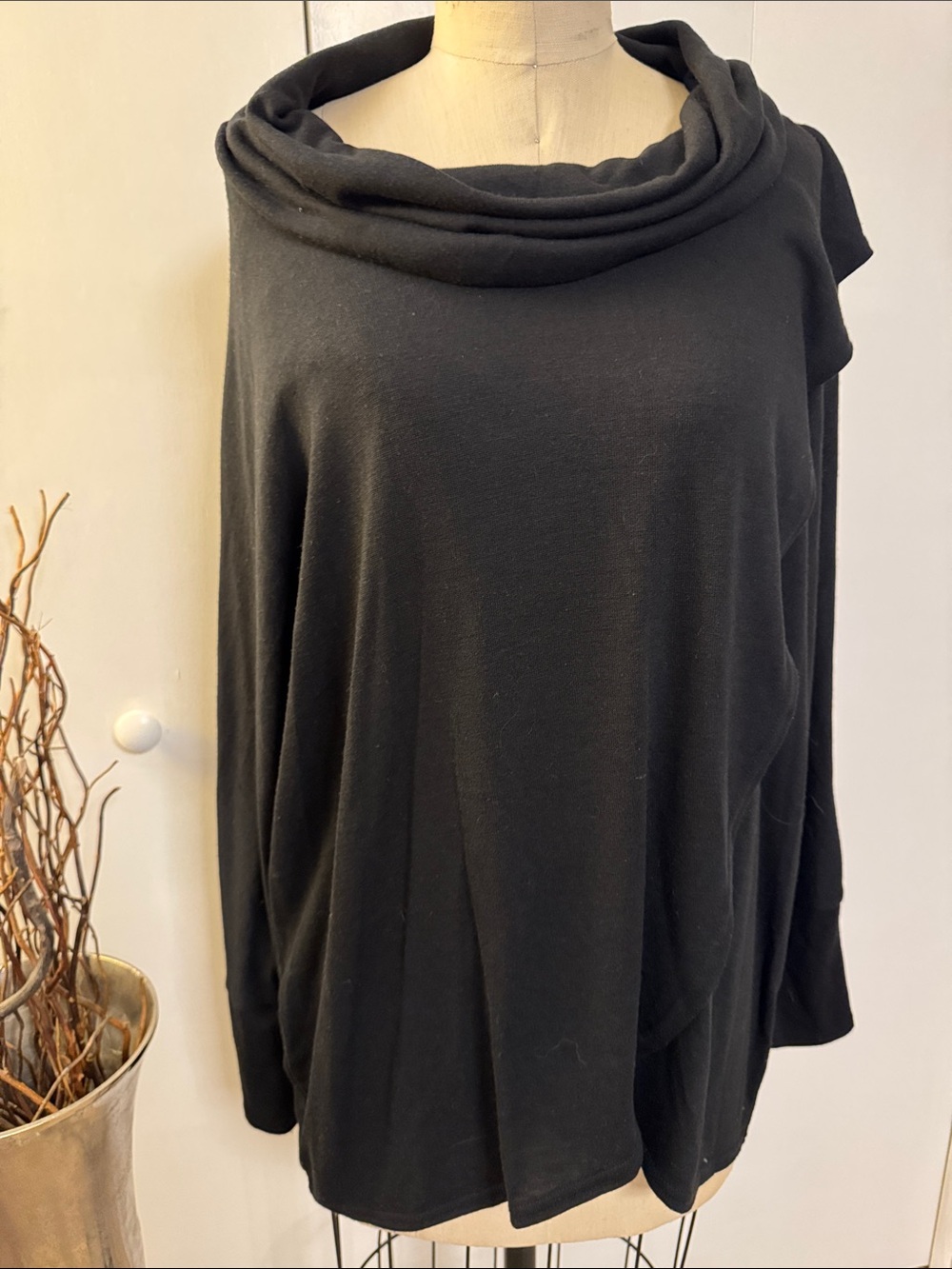 Everyday Black Cowl-Neck Turtleneck Sweater